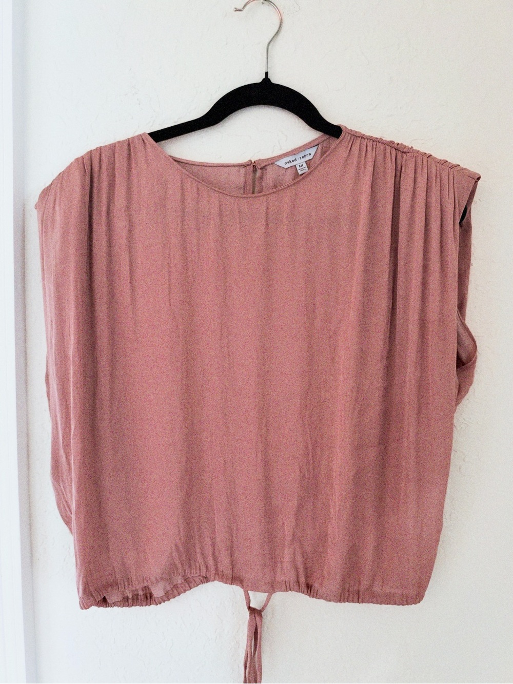 Naked Zebra Dusty Rose Sleeveless Tie-Hem Blouse